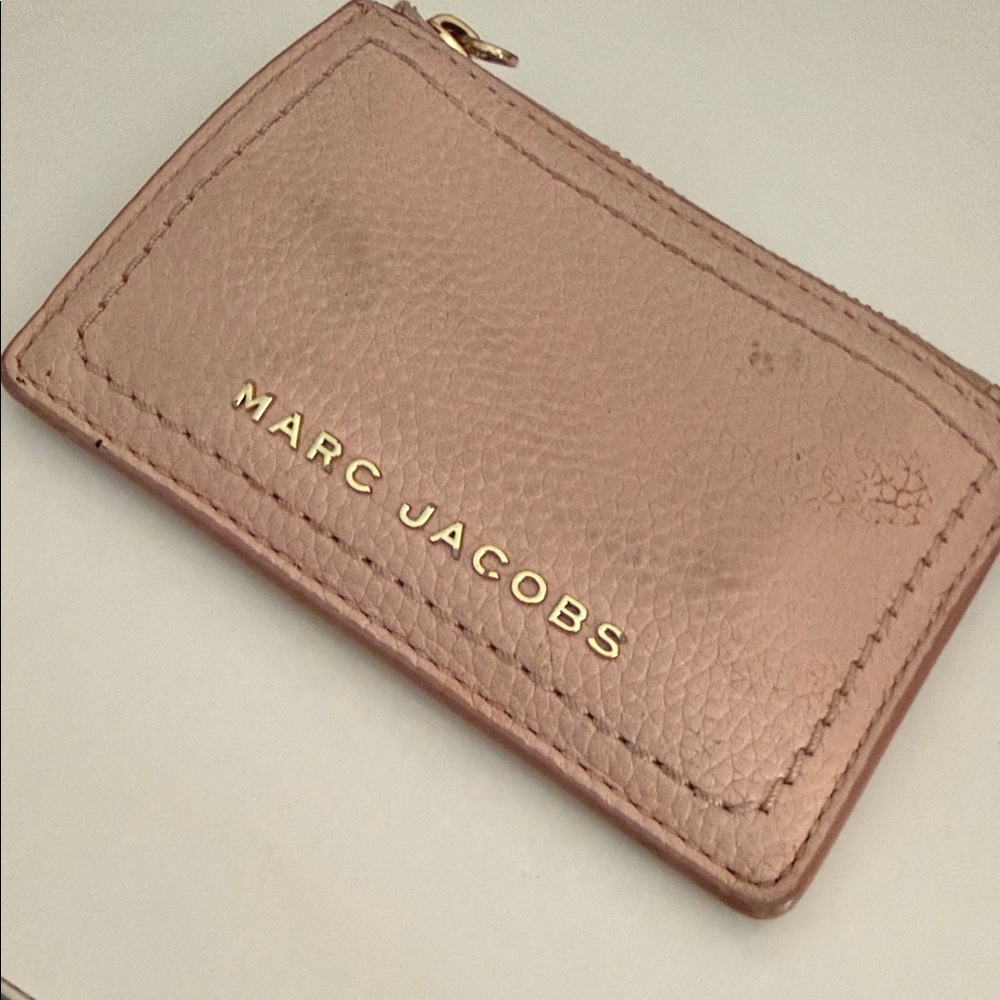 Marc Jacobs Blush Pink Leather Card Case with Gold Logo